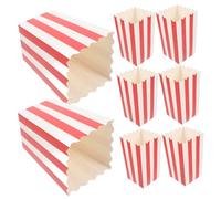 DECHOUS Popcorn Treat Boxes and Snack Chips Paper Food Containers, Small 85x70x140mm Red and White Striped Popcorn Mini Bags, 25pcs for Movie Nights and Party Snacks