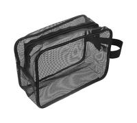DECHOUS Portable Black Mesh Toiletry Bag with Zipper and Handle for Men, Large Capacity Shower Bag Made of Anti-wear Rubber Mesh, for Camping and Outdoor Travel Storage