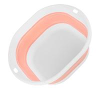 DECHOUS Portable Foldable Baby Wash Basin for Newborns, Thickened Small Infant Washing Basin with Hanging Hook, Travel and Household Collapsible Face Wash Tub in Pink and White