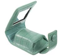 DECHOUS Portable Green Pu Makeup Lipstick Pouch with Mirror for Travel, Stylish Compact Cosmetics Storage Case that Can Hold Three Lipsticks, for Girlfriends and Wife