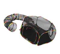 DECHOUS Portable Outdoor Cat Playpen with Breathable Polyester Taffeta Tunnel, Safe Enclosure for Travel and Outdoor Use, Foldable Black Cat Tunnel for Pets