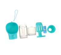 DECHOUS Portable Pet Water Fountain and Feeder Bowl for Small Cats and Dogs with Capacity Includes Food Container Waste Bag Holder Multi Purpose Scoop in Lake Blue Durable Travel Friendly