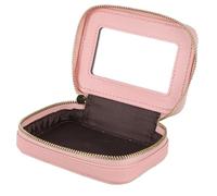 DECHOUS Portable Pink Lipstick Storage Container with Mirror, Synthetic Material Makeup Organizer Bag for Travel and Makeup Use, Compact and Anti-Drop Cosmetic Pouch for Lip Gloss