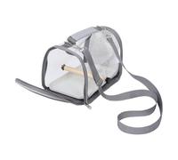 DECHOUS Portable Small Bird Cage Carrier with Wooden Perch, Handheld Carrier Bag for Parakeet and Lizard, Grey Compact Pet Travel Cage for Hiking and Outdoor Trips