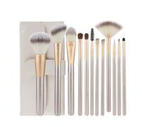 DECHOUS Professional Makeup Brush Set 12pcs Nylon Eye Shadows and Foundation Brushes with Wood Handles in Rice White, Portable Cosmetics Kit with Storage Bag for Daily Beauty and Travel