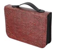 DECHOUS Pu Vintage Bible Handbag with Convenient Carry Handle and Unique Retro Print Brown Bible Carry Bag for Men and Students and Library Visits