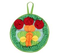 DECHOUS Rabbit Snuffle Mat for Pets Slow Feeding Cushion 3 Red Flowers, Natural Foraging and Treat Dispenser for Bunny and Hamster Training and Enrichment