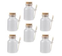 DECHOUS Refillable Jars with Wooden Cork Lids and Spoons 6 Sets 100g Frosted Portable Cosmetic Storage Bottles for Travel and Toiletry Organization