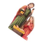 DECHOUS Resin Nativity Ornament Small Holy Family Figurine Christmas Decoration Tabletop Jesus Born Scene Christian Christmas Crib Collectible Holiday Decor Gift