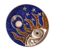 DECHOUS Retro Sun God Alloy Brooch Comfortable Touch Feeling for Bridesmaids and Girlfriends, Special Blue Decoration Brooch for Performance and Party Wear