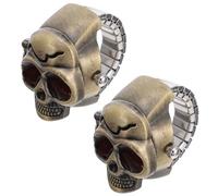DECHOUS Ring for Daily Dressing Match, Chic Cool Punk Style 2pcs Skull Mini Watches with Flip-Open Cover, Zinc Alloy Material, Practical Use and Decorative Effect Finger