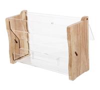 DECHOUS Rutin Chicken Automatic Food Feeder Acrylic Medium Wooden Feeding Trough for Parrots and Cockatiels Bird Feeding Box Poultry Feed Container