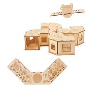 DECHOUS Safe Natural Wood Hamster Tunnel with Seesaw and Bunker Smooth Edges Pet Play Tube for Small Pets Exercise and Enrichment Relieves Boredom and Enhances Activity