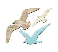 DECHOUS Seagull Wall Art, 3Pcs Wooden Seagulls Beach Themed Wall Decor - Mediterranean Style Sea Bird Decoration for Living Room Bedroom