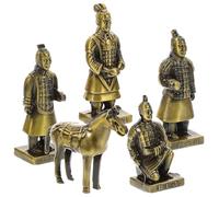 DECHOUS Set of 5 Terracotta Warriors Statues Small Vintage Chinese Terracotta Warriors Figurines Sculptures for Home Office Desk Decor Realistic Detail