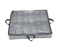 DECHOUS Shoe Storage Box with Lid Foldable Large Capacity under Bed Organizer Bag Zipper Grey Handle for Closet and Home Use