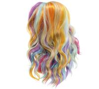 DECHOUS Short Rainbow Colored Mermaid Wig Lightweight Curly Wavy Synthetic Hair for Women Cosplay Halloween Party Holiday Events Easy Maintenance