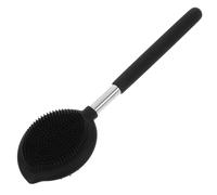 DECHOUS Silicone Shower Brush with Long Handle for Easy to Reach Back Comfortable Texture Bath Massaging Brush in Black Portable Dual-Sided Back Scrubber for Bathroom Use