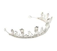 DECHOUS Silver Large Crown Bridal Tiara Hair Accessories for Bride Women, Elegant Rhinestone Princess Tiara Headpiece, Stylish Alloy Flower Crown for Birthday and Special Occasions