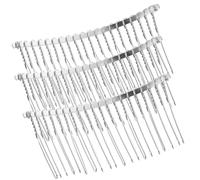 DECHOUS Silver Metal Hair Combs Sturdy Hard Wire Side Combs with 20 Teeth 3 Pieces Suitable for Sewing onto Wedding Veils and DIY Hair Pieces, for Bridal and Craft Projects