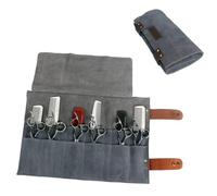DECHOUS Slot Leather Hairdressing Scissor Bag Rolling Organizer for Barbers and Stylists Compact Tool Pouch for Combs Clippers and Shears Salon Professional Carrying Case