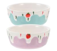 DECHOUS Small Animal Ceramic Food Bowl 2Pcs Anti-Slip Hamster and Rat Feeding Dish for Pet Use
