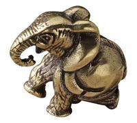 DECHOUS Small Brass Elephant Figurine - Miniature Brass Animal Statue Lucky Elephant Sculpture, Vintage Gold Figurine for Home Office Desk Living Room Decoration