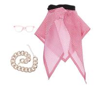 DECHOUS Small Dog Cat Arabian Scarf Costume Set, Lightweight Red Printed Triangle Bandana for Pets, Middle Eastern Style Puppy Kitten Party Outfit with Dog Chain Necklace