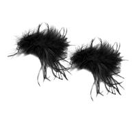 DECHOUS Soft Black Hair Clips 2pcs Small Ostrich Plume Bobby Pins Side Bangs Hairpins for Women Gothic Prom Hair Accessories