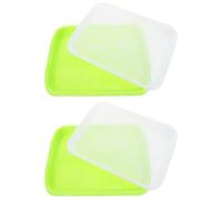 DECHOUS Sprout Vegetable Seedlings Tray 2 Sets 34X25X4Cm Plastic Green Hydroponic Germination Tray for Microgreens and Wheatgrass Growing at Home