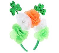 DECHOUS St Patrick's Day Clover Headband with Five Roses Party Hair Hoop | Iron Plastic Cloth Build, Lightweight Reusable Accessory, Bright Colours, for Adult Hair and Festive Outfits