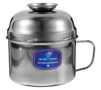 DECHOUS Stainless Steel Double-Layer Compartment Fast Food Cup with Lid, Large Capacity, Silver, for Dormitories and Daily Use, Lunch Box, Bento Box