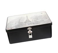 DECHOUS storage box with lock tin candy containers with lids night metal tea tin cookie s canister desk topper metal piggy bank tabletop decor plate small candy box key