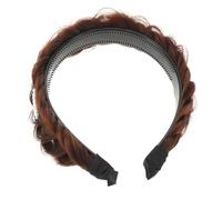 DECHOUS Synthetic Fishtail Braided Headband with Rhinestone Heart Decor, Light Brown Hand-woven Hair Band, Non-slip Tooth Grip Hair Accessory for Women’s Valentine’s Day