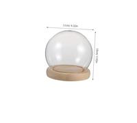 DECHOUS Transparent Glass Dome Display Case with Wooden Base Round Cloche Cover for Eternal Flowers Mini Clay Figures and Dust Protection Desktop Ornament with View and Easy Clean Surface