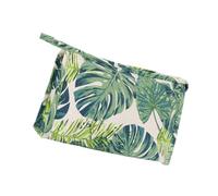 DECHOUS Tropical Monstera Leaf Canvas Makeup Bag Portable Toiletry Pouch Travel Cosmetic Storage Organizer Square Shape
