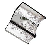DECHOUS Vintage Acrylic 3-Panel Folding Screen Black Room Divider Featuring Feng Shui Enhancement, Compact Mini Mirror Panel Divider for Spring Festival and Workspace