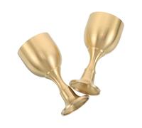 DECHOUS Vintage Brass Chalice Goblets 2Pcs Set - Large Gold Communion Offering Cups for Altar Worship, Retro Metal Wine Goblets for Religious Ceremonies and Christmas Party Toasting