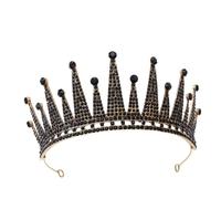 DECHOUS Vintage Bridal Crown Retro Styled Alloy Princess Tiara Black Wedding Headwear for Brides Birthday Hair Accessory
