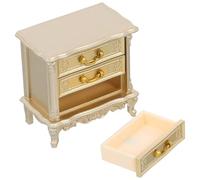 DECHOUS Vintage Miniature Wooden Bedside Cabinet with Dollhouse Bedroom Furniture Accessory Retro Style End Table for Doll House Decor and Collectors