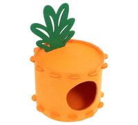 DECHOUS Warm Felt Hamster Hideout Bed with Cute Carrot Tree Stump Design, Portable Small Animal Nesting Bed for Hamsters and Rabbits, Suitable for Seasons in Pet's Living Space