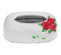 DECHOUS Water Resistant Silver Plastic Tissue Box Holder with Rose Pattern, Dust Resistant Napkin Storage Case for Home and Office