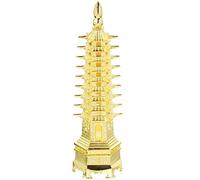 DECHOUS WenChang Tower, Chinese Style Desktop Ornament Metal WenChang Tower Model Figurine Golden Feng Shui Tower Home Office Small Figurine Desk Decor, 12.5CM