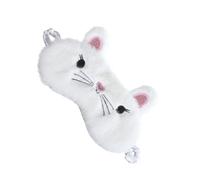 DECHOUS White Fluffy Cat Design Sleep Mask with Highly Elastic Strap and Smooth Fabric for Comfortable Naps and Sleeping