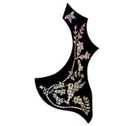 DECHOUS Wing Shaped Self-adhesive Pvc Pick Guard with Colourful Flower and Bird Pattern for Acoustic Guitar Black Protective Plastic Pickguard
