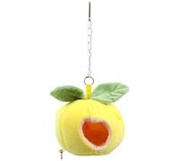 DECHOUS Winter Warm Hamster House Bed with Short Plush Material and Hanging Chain, Cute Yellow Fruit Shape with Mat, Easy to Clean Small Pet Habitat for Cozy Winter Use