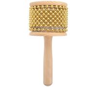 DECHOUS Wooden Cabasa Percussion Instrument 8.5cm Gold Metal Beads African Rhythm Shaker Music Shaker for Jazz and World Music Performances