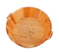 DECHOUS Wooden Foot Tub Foot Soaking Basin Deep Structure Natural Wood Rustic Aesthetic Soothing Spa-like Treatment Convenient Portable Handles for Home Sauna