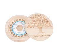 DECHOUS Wooden Teeth Keepsake Box with Fetal Hair Holder Compact Tooth Collection Organizer for Boys and Storage with Birth Info Space Memory Gift for Childhood Milestones