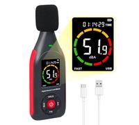 Decibel Meter Data Logger, Digital Sound Level Meter with Recording, dB Meter 30~130dB, 31,000 Data, 3Color Light Alarm, USB Rechargeable SPL Meter for Home, Classroom, Office, Neighbor, Industrial
